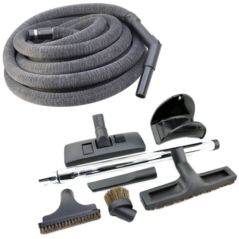 ducted vacuum hose and accessory kit with sock