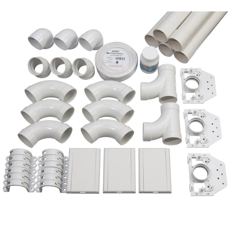 3 point ducted vacuum pipe installation kit