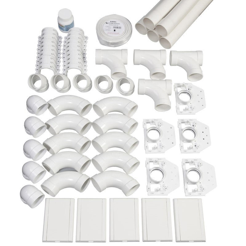 6 point ducted vacuum pipe installation kit
